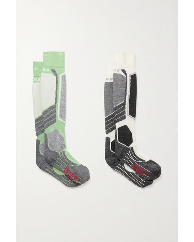 FALKE Sk2 Set Of Two Jacquard-knit Ski Socks - Blue