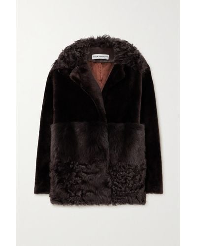 Nour Hammour + Net Sustain Anouk Panelled Shearling Jacket - Black