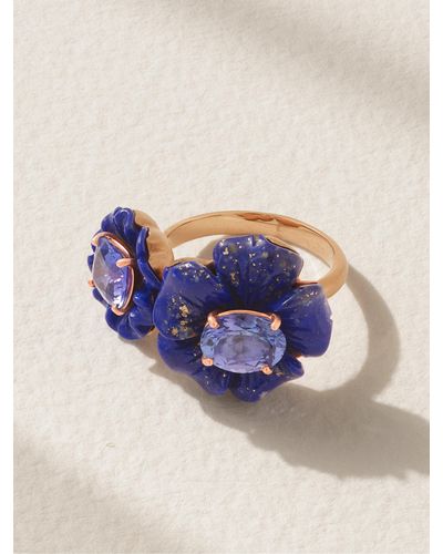 Irene Neuwirth Tropical One Of A Kind 18-karat Rose Gold, Lapis Lazuli And Tanzanite Ring - Blue