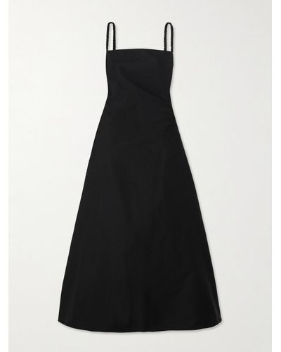 Molly Goddard Raya Open-back Ruffled Cotton-twill Midi Dress - Black