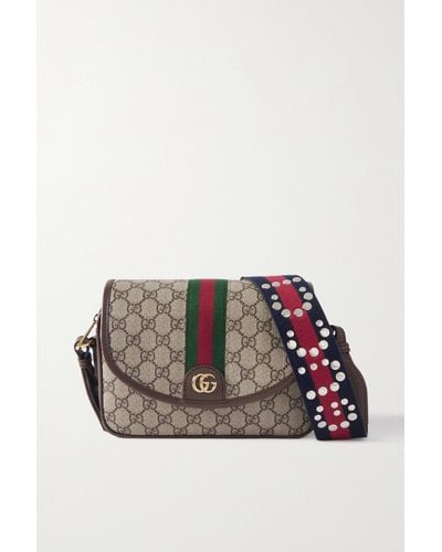 Gucci Marmont Petite Textured-leather And Printed Coated-canvas