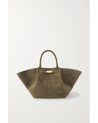 DeMellier + Net Sustain Midi New York Leather-trimmed Suede Tote - Brown