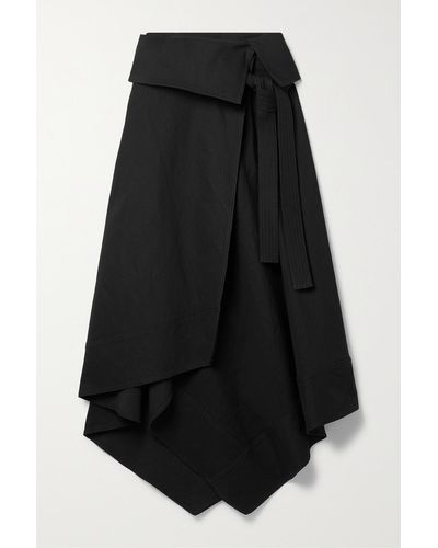 A.L.C. Mackenzie Linen-blend Midi Wrap Skirt - Black