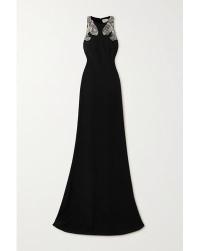 Alexander McQueen Crystal-embellished Slim-fit Woven Maxi Dress - Black
