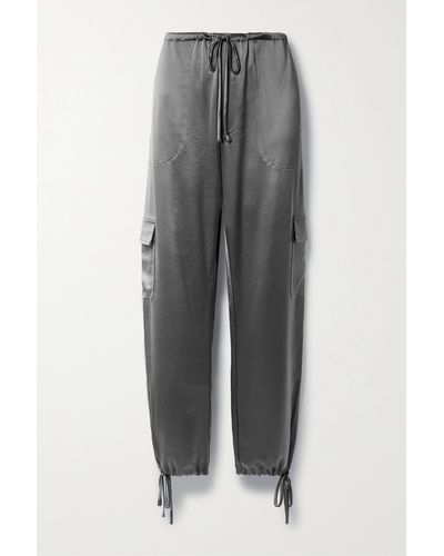 Leset Barb Satin Tapered Trousers - Grey
