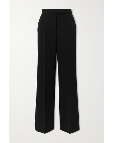 Tory Burch Pleated Crepe Bootcut Trousers - Black