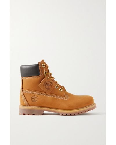 Timberland Premium Leather-trimmed Nubuck Ankle Boots - Brown