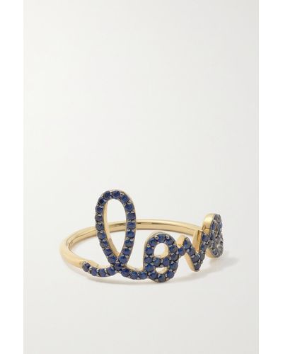Sydney Evan Large Love 14-karat Gold Sapphire Ring - Metallic