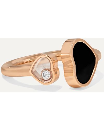 Chopard Happy Hearts Ring Aus 18 Karat Roségold Mit Onyx Und Einem Diamanten - Mettallic