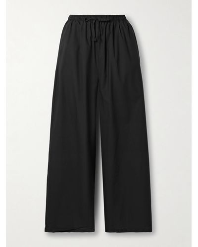Baserange Hujui Cotton-poplin Wide-leg Pants - Black