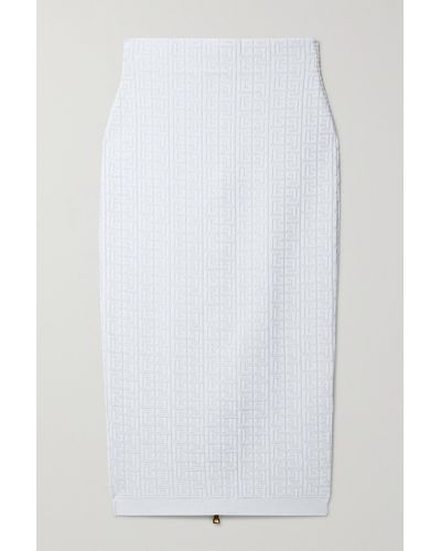 Balmain Jacquard-knit Midi Skirt - White