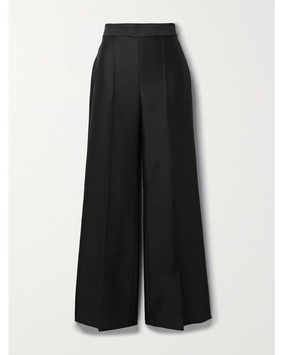 Adam Lippes Bettina Wool And Silk-blend Radzimir Wide-leg Trousers - Black