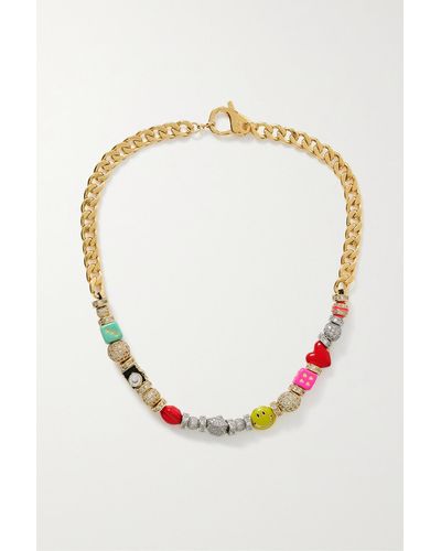 Joolz by Martha Calvo Studio Gold And Rhodium-plated, Crystal And Enamel Necklace - Multicolour