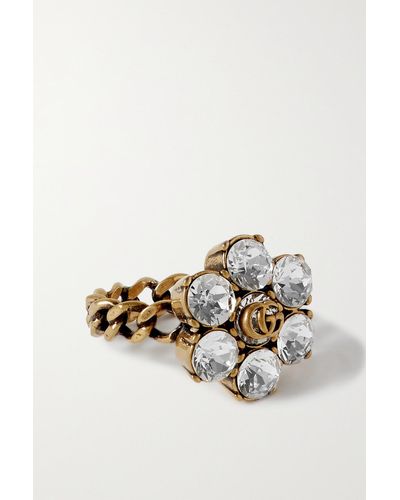 Gucci Gg Marmont Goldfarbener Ring Mit Kristallen - Mettallic