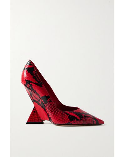 The Attico Cheope Snake-effect Leather Court Shoes - Red