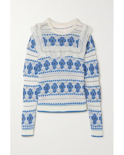 See By Chloé Caravan Pullover Aus Jacquard-strick Aus Einer Baumwollmischung - Blau