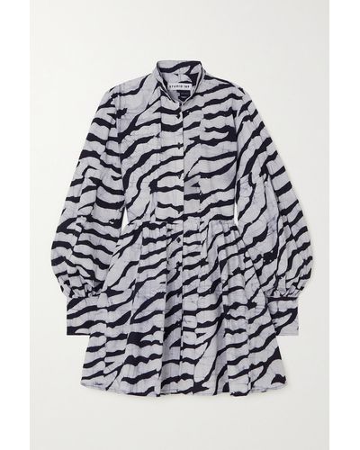 Studio 189 Zebra-print Cotton Mini Dress - Grey