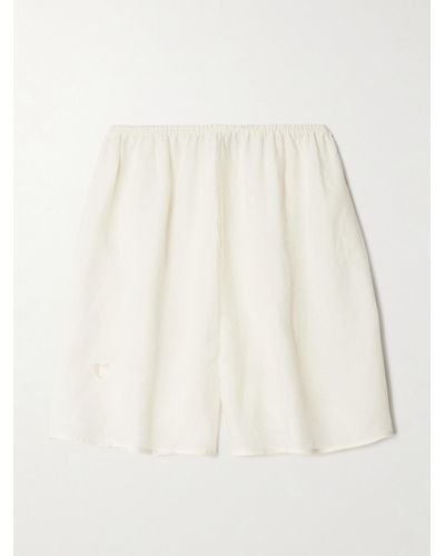 Baserange Cutout Linen Shorts - Natural