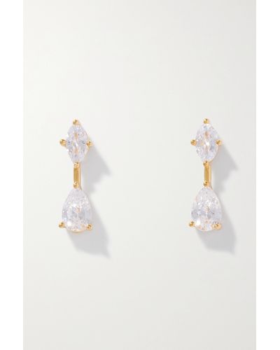 Anissa Kermiche Petite Dame Gold Vermeil Cubic Zirconia Earrings - Natural
