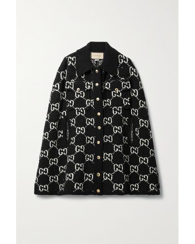 Gucci Cape En Bouclé Jacquard - Noir