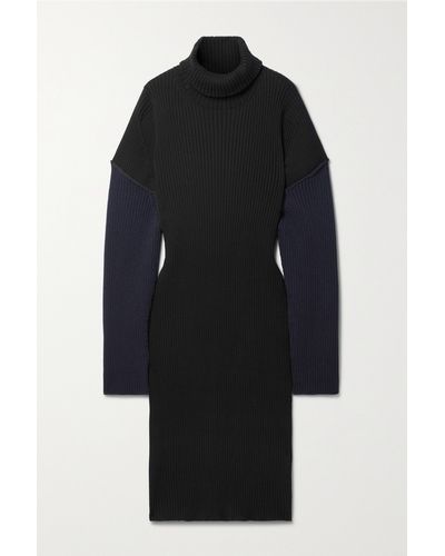 The Row Deela Ribbed Cotton And Cashmere-blend Midi Dress - Black