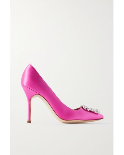 Manolo Blahnik Hangisi 105 Crystal-embellished Satin Court Shoes - Pink
