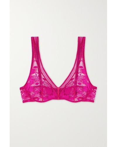 Eres Pollen Millefleurs Picot-trimmed Stretch-lace Underwired Bra - Pink