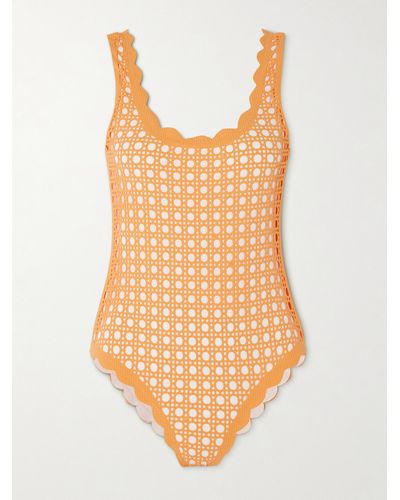 Marysia Swim Palm Springs Scalloped Laser-cut Swimsuit - Orange