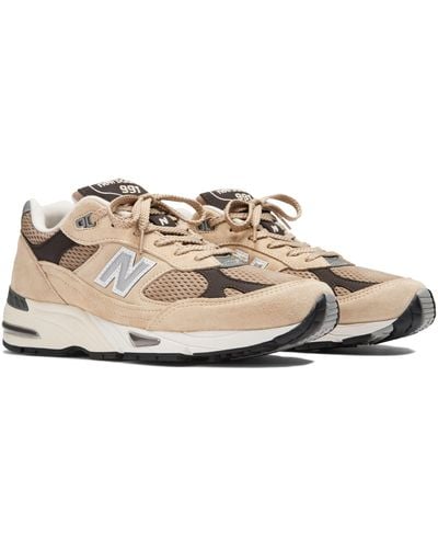 New Balance Made In Uk 991v1 Finale In Brown/grey Suede/mesh - Pink