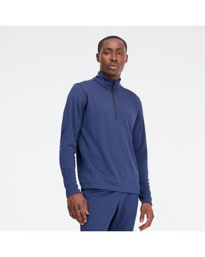 New Balance Homme Knit 1/4 Zip En, Poly Knit, Taille - Bleu