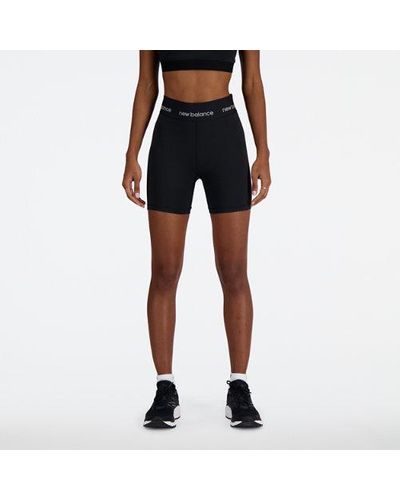 New Balance Femme Nb Sleek High Rise Sport Short 5&Quot; En, Poly Knit, Taille - Noir