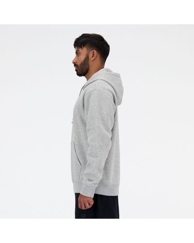 New Balance Iconic Collegiate Graphic Hoodie In Light Grey Poly Fleece