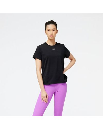 New Balance Femme Impact Run Luminous Short Sleeve En, Poly Knit, Taille - Violet