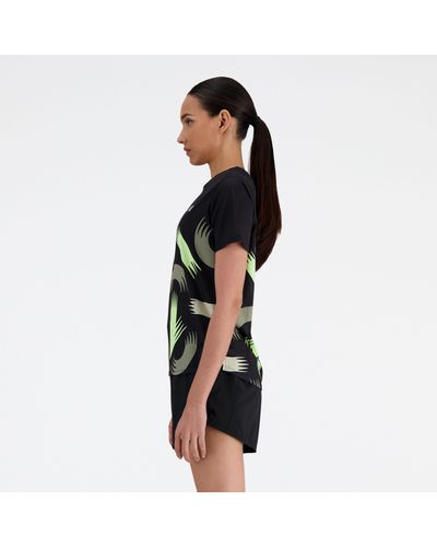 New Balance London Edition Printed Nb Athletics Short Sleeve In Black Poly Knit
