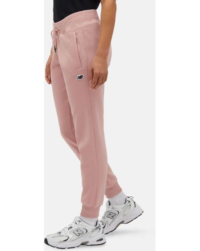 New Balance Nb Small Logo Trousers In Pink Cotton