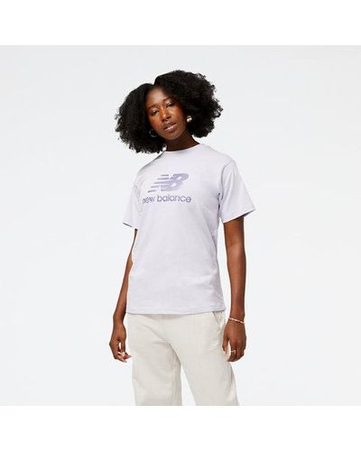 New Balance Femme Athletics Pearl Graphic T-Shirt En, Cotton, Taille - Blanc