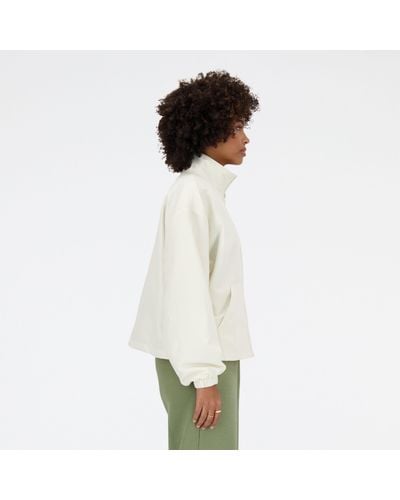 New Balance Sport Essentials Oversized Jacket In Polywoven - White