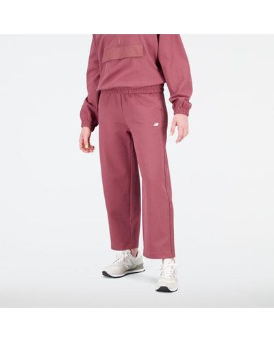 New Balance Femme Pantalons Athletics Remastered Textured Doubleknit Pant En, Cotton, Taille - Rose