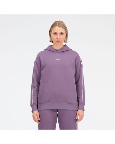 New Balance Essentials brushed back fleece oversized hoodie in violett - Lila