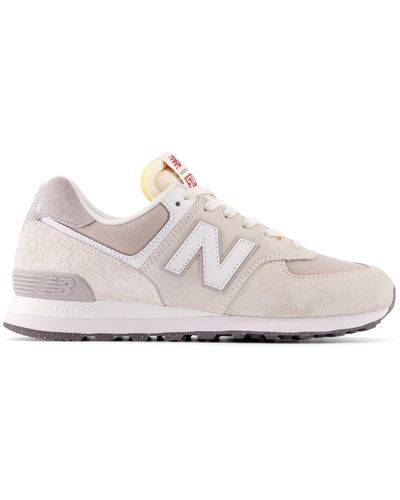 New Balance 574 In White Suede/mesh