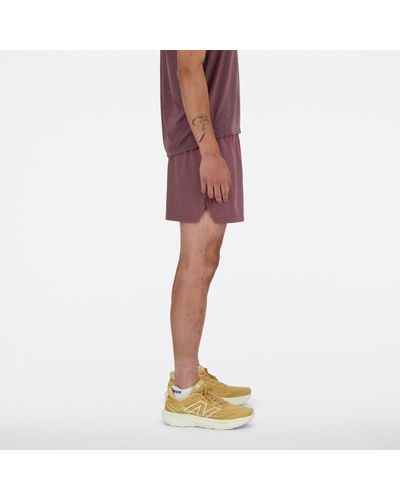 New Balance London Edition Graphic Rc Short 5 Inch In Brown Polywoven - Pink