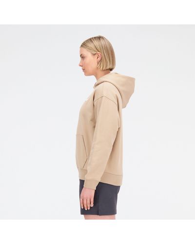 New Balance Sport Essentials Premium Fleece Hoodie In Brown Cotton Fleece - Natural