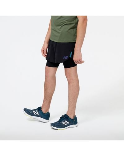 New Balance Pantaloncini q speed 5 inch 2 in 1 in nero - Blu
