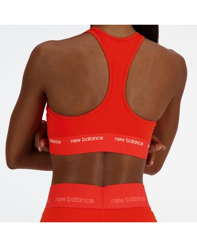 New Balance Nb Sleek Medium Support Sports Bra In Poly Knit - Red