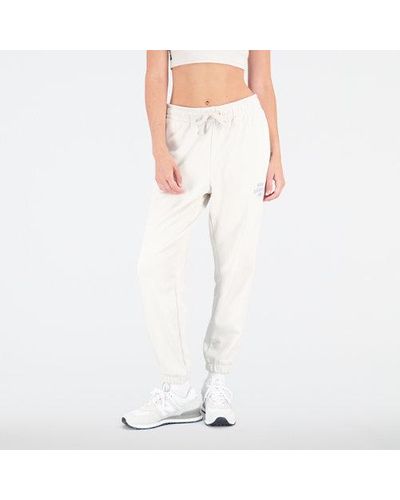 New Balance Femme Pantalons Essentials Reimagined Archive French Terry Pant En, Cotton, Taille - Blanc