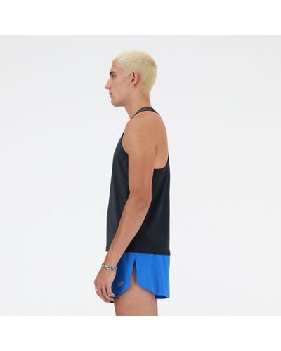 New Balance Athletics Racing Singlet In Poly Knit - Blue