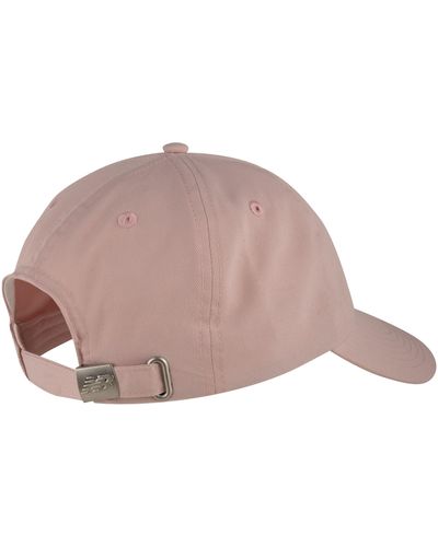 New Balance 6 Panel Linear Logo Hat In Pink Polyester - Multicolour