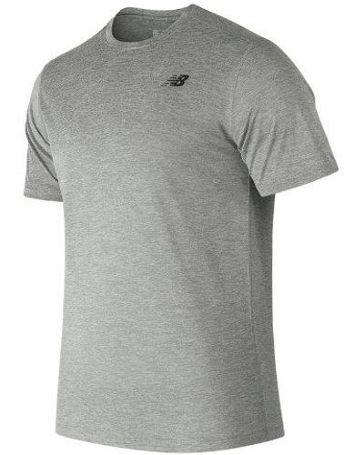 New Balance Homme Core Heathered T-Shirt En, Poly Knit, Taille - Gris