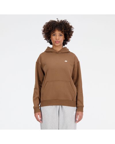 New Balance Sport essentials premium fleece hoodie in marrone