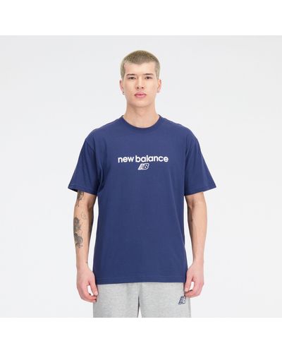 New Balance Nb Sport Seasonal Graphic Brand T-shirt In Cotton - Blue